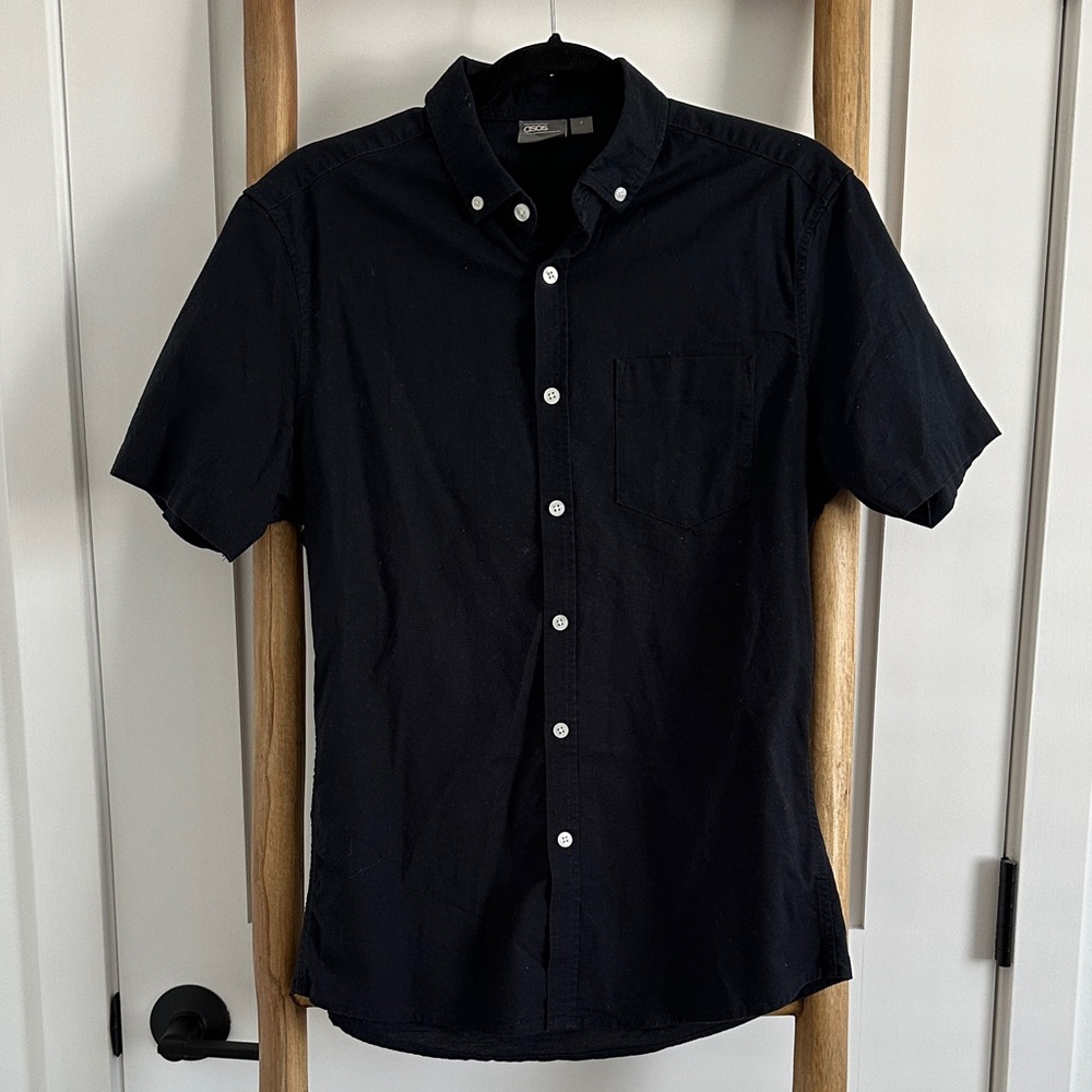 ASOS Men's Navy Short Sleeve Button Down Shirt